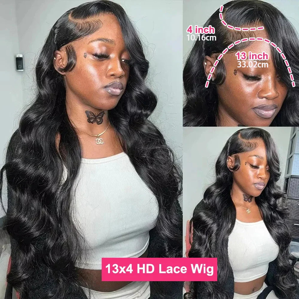 40 Inch Body Wave Human Hair Front Wig 13x6 13x4 Hd Lace Transparent Frontal wig Pre Plucked Brazilian Human Hair Wigs For Women