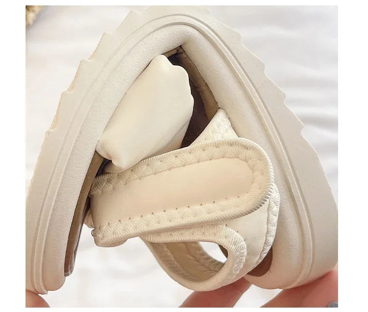 Children Solid Color Sandals Summer Beach Sandals for Girls School Fashion Open-toe Kids Thick Bottom Sandals Non-slip Versatile