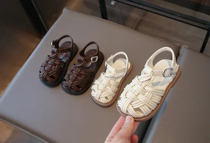 New Sandals Summer Children's Woven Casual Baby Shoes Girls Beach Shoes Slipper Baby Girl Shoes Size 22-31