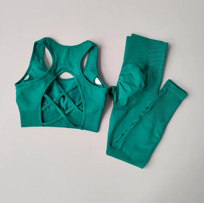 Women's Workout Set 2 Piece, High Impact Sports Bra and High Waist Leggings, Quick Dry Fitness Yoga Suit