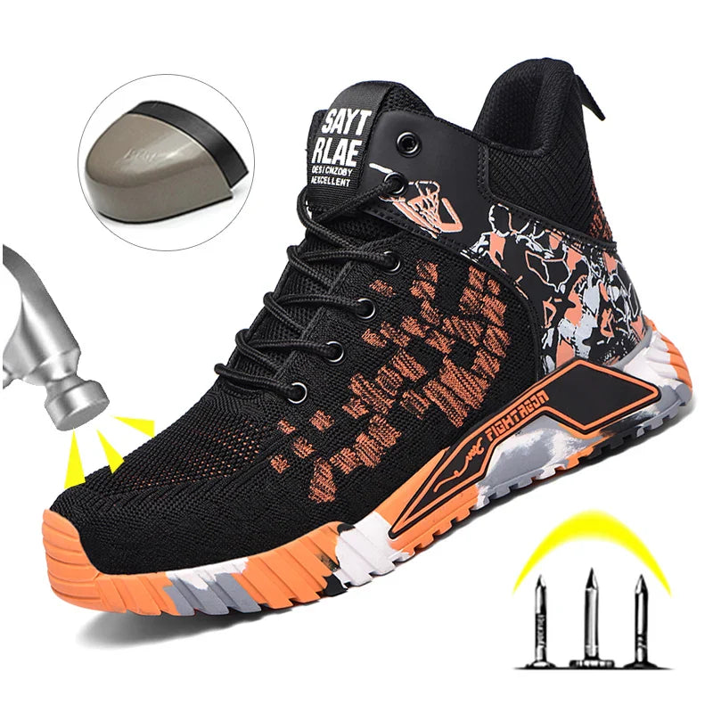 High Top Protective Safety Shoes Men Steel Toe Work Shoes Men Women Work Safety Boots Anti Smash Safety Indestructible WorkBoots