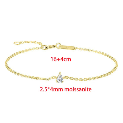 Trendy A Moissanite Bracelets for Women Letter Charm Adjustable Chain 100% 925 Sterling Silver Wedding Fine Jewelry Gifts