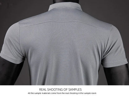 Polo Shirt Men Casual Solid Breathable Shirt Summer Sportswear Quick Dry Jerseys Tops Camisa Polo Shirts Reflective Strip Sleeve