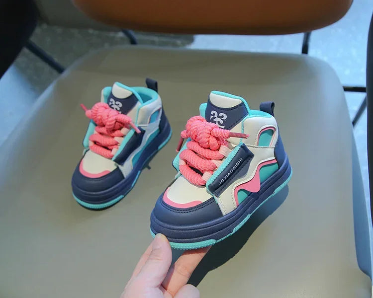 Children Tennis Shoes Spring Autumn Patchwork Leather Sports Shoes for Boy Girl Causal Versatile Kids Fashion Running Sneakers