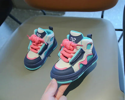 Children Tennis Shoes Spring Autumn Patchwork Leather Sports Shoes for Boy Girl Causal Versatile Kids Fashion Running Sneakers
