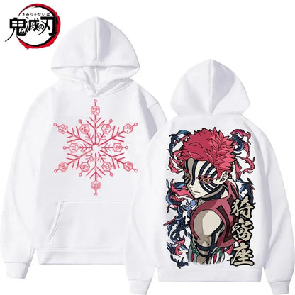 Print White Hoodie, Oversized Streetwear Sweatshirt for Men Women Long Sleeve Casual Autumn Top, Unisex