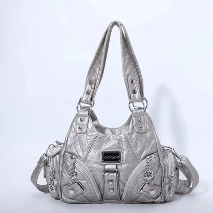 Women Handbags Soft Tote Bag Small Top-handle Fashion Satchel Multi-Pockets Leopard Shoulder Bag Hobos Phone Pack