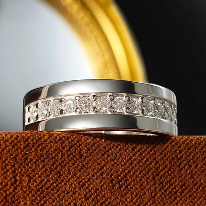 2mm Round Moissanite Eternity Band Ring GRA Certified Lab Moissanite s925 Sterling Silver Wedding Rings for Women Man