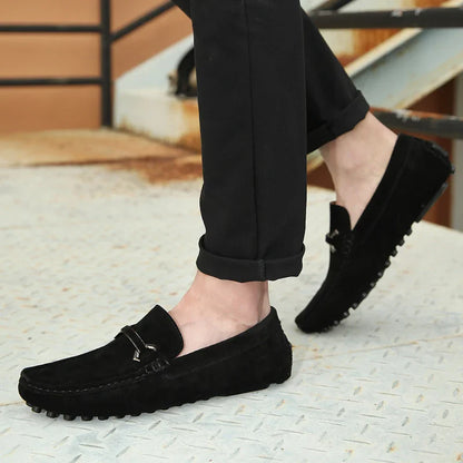 Genuine Leather Men Casual Shoes High Quality Suede Slip on Man Loafers Flats Soft Non Slip Mens Driving Shoes Size 38-46