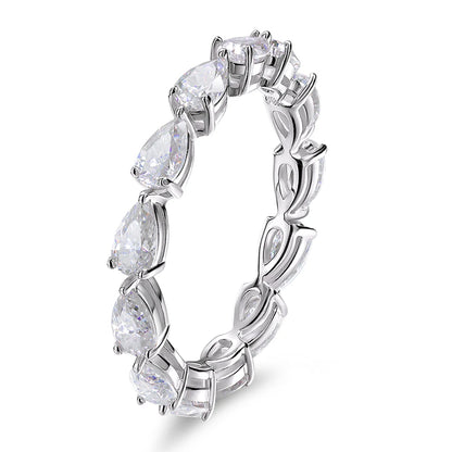 3x5mm Pear Cut Moissanite Eternity Rings for Women Lab Diamond GRA Anniversary Ring s925 Sterling Silver Wedding Band