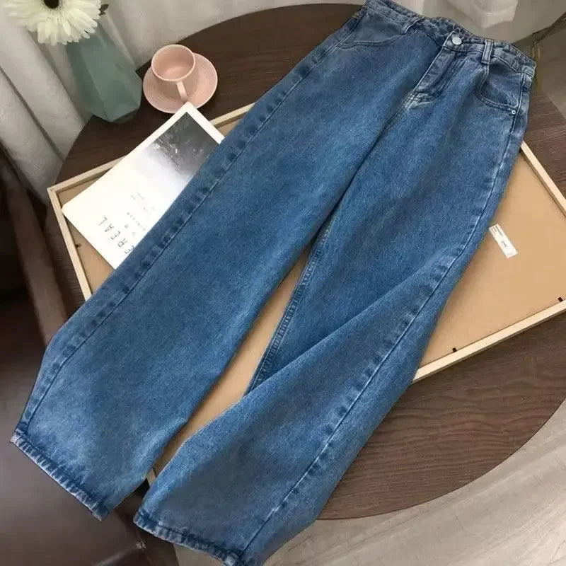 Women's Jeans High-waisted Straight-leg Loose Fit Pants