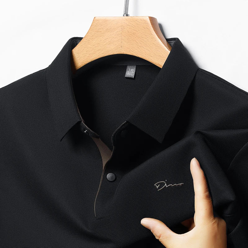 2025 High-end Brand Men's Short Sleeved Polo Shirt Summer Fashion D-letter Casual Business Ice Silk Cool T-shirt