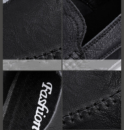 Fashion Men Casual Leather Shoes Luxury Italian Soft Men Loafers Handmade Moccasins Men Breathable Slip on Boat Shoes Plus Size