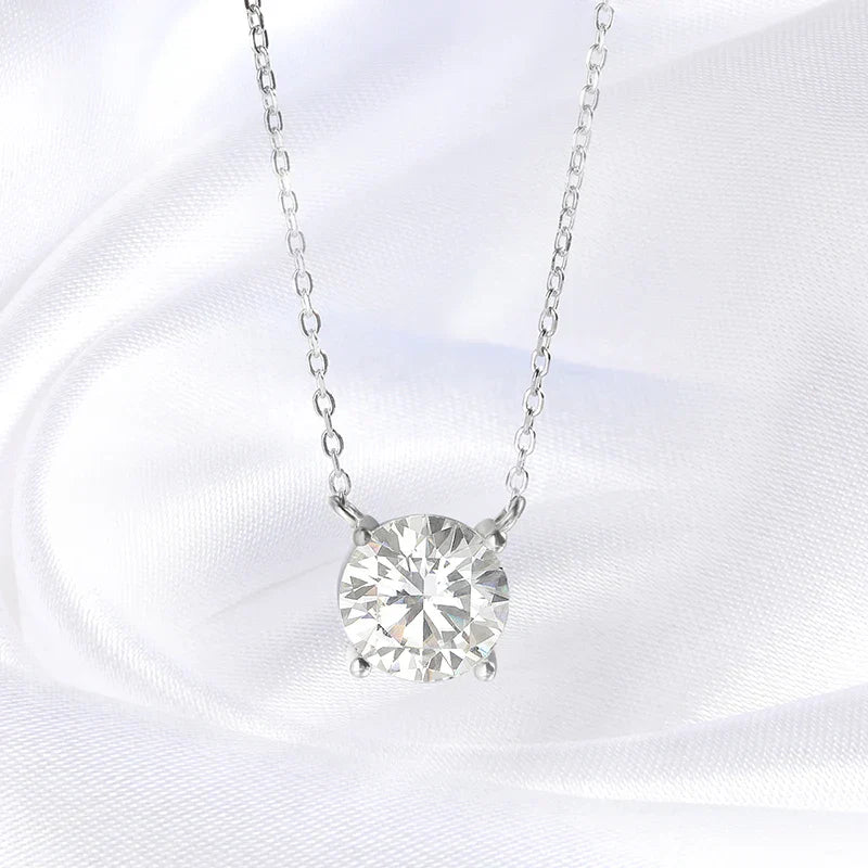 White Gold Plated 1-10CT Moissanite Necklace for Women Classic Four Claws Pendant Wedding Jewelry 925 Sterling Silver