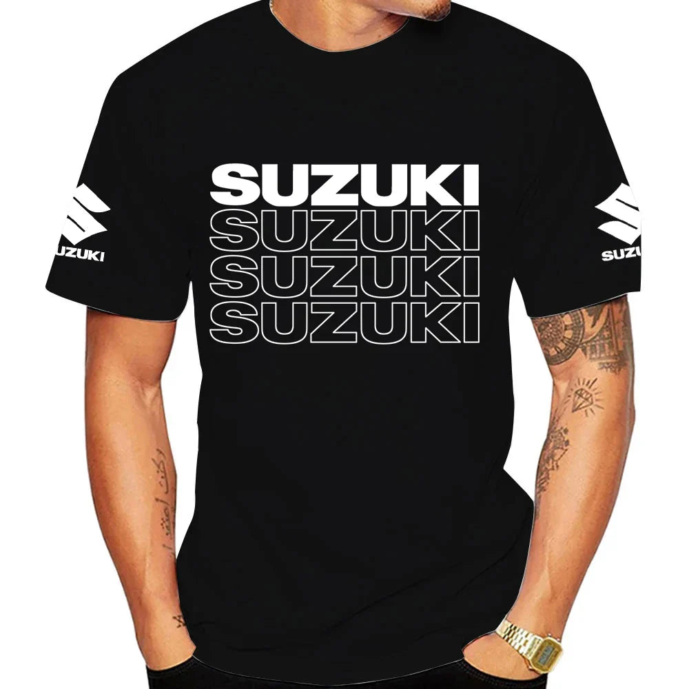 New Summer Racing Motorcycle 100% Cotton Trendy Men T-shirt Daily Outdoor Sports Party Casual Loose Street Short-sleeve