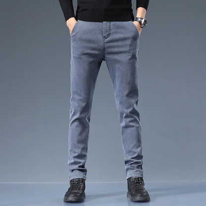 Smil Straight Men Jeans Autumn casual black gray  denim trousers pants for man korea clothing