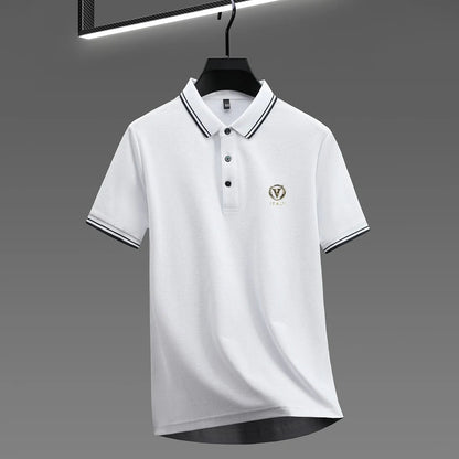 100% pure cotton men's polo shirt high-end brand unique letter printed short sleeve summer new comfortable casual lapel T-shirt