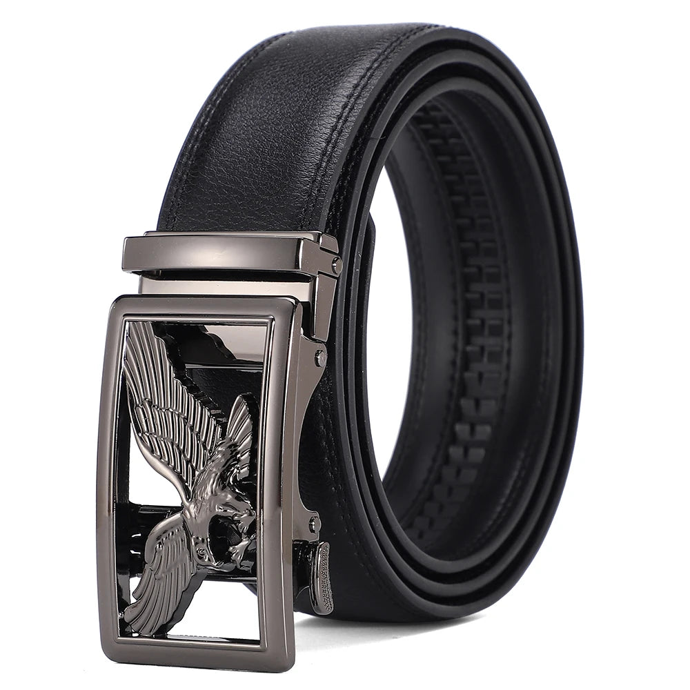 Automatic Buckle Men's Leather Belts Formal Eagle Horse Belt for Men Luxury Designer Brands Male Waist Strap Fashion Accessories