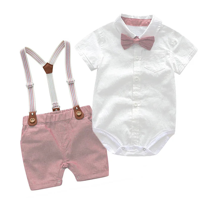 Kid Boy Formal Birthday Outfit Suit Toddler Gentleman Wedding Striped Vest Shirt 1-6 Years Baby Pants Boys Ceremony Outerwear