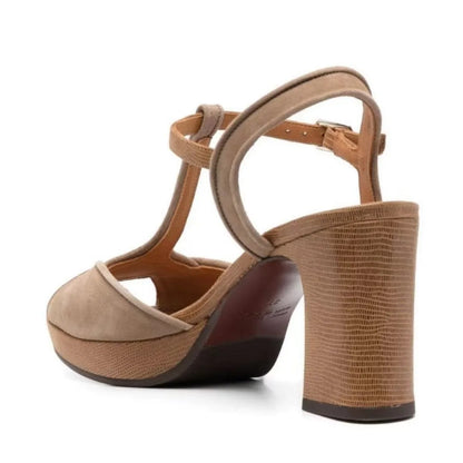 Genuine Leather Shoes High Heels Women Luxury Platform Sandals Thick Heels Designer Square Ladies 36-44