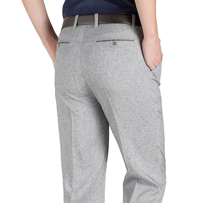 New Men's Summer Thin Autumn Thicken Business Casual Pants Fashion Solid Gentle Trousers Male Brand Suit Pant Black Grey GOZBKF