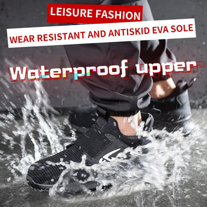 New Summer Safety Shoes Comfortable Men's Sports Shoes Lightweight Waterproof Sneakers Work Shoes Men's Steel Toe Work Boots