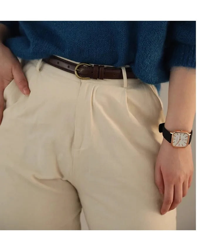 Small Leather Belt Ladies Jeans Belt Ladies 2024 New Belt Thin Retro Decorative Brown