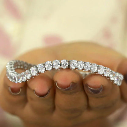 0.5Carat Oval Cut Full Moissanite Tennis Bracelets For Women 100% 925 Sterling Silver D VVS1 Diamond Bangle With  Certificate