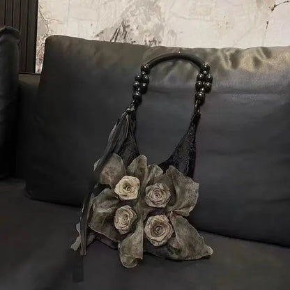 Rose Decor Shoulder Bags Fashion Commuter Tote Bags Classic Pleated Handbags High Quality Women Underarm Bags