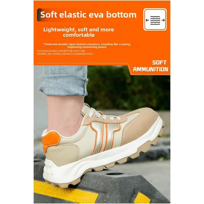New Women's Safety Shoes with Anti Smashing and Anti Piercing Lightweight Soft Sole and Steel Toe Caps for Work Shoes