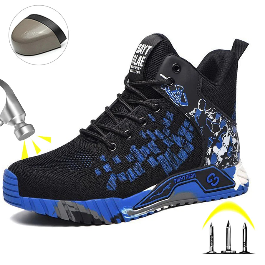 Indestructible Steel Toe Safety Shoes Anti-Puncture Men's Work Shoes Lightweight Slip Resistant Abrasion Resistant Work Boots