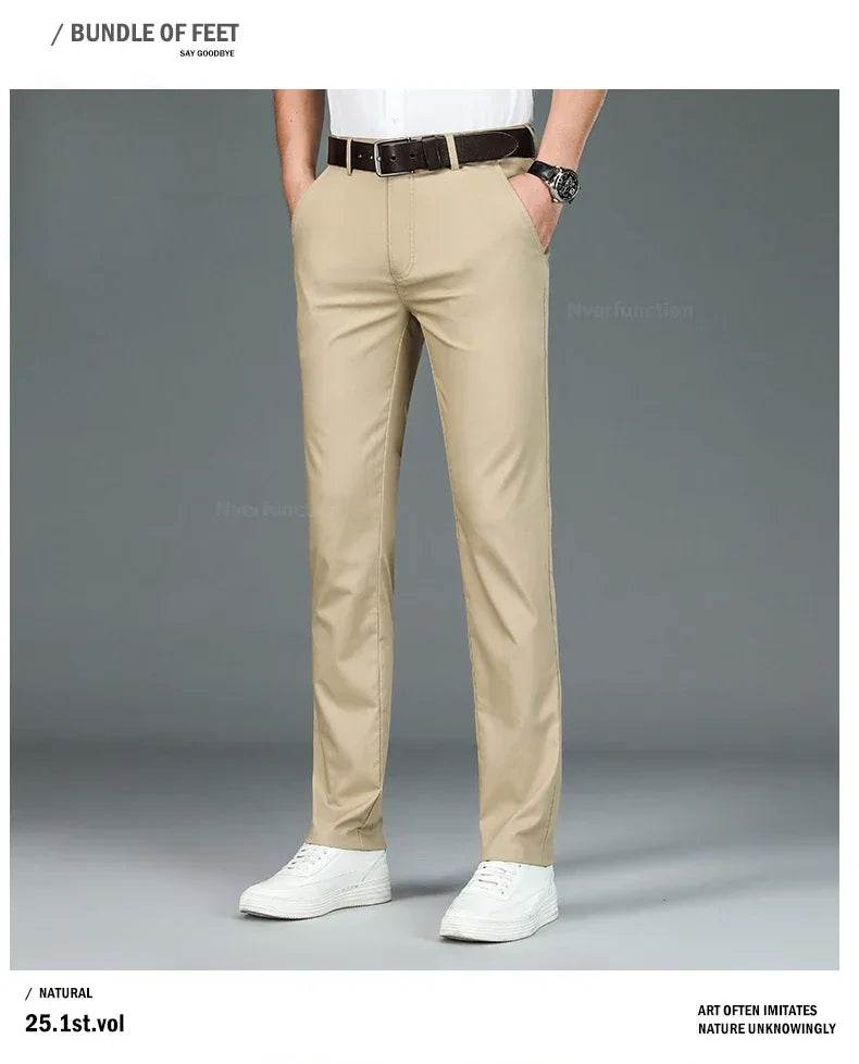Business Pants Men Summer Clothes New Straight Classic Fashion Casual Long Pants Breathable Formal Trouser Male