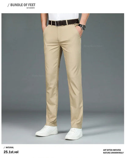 Business Pants Men Summer Clothes New Straight Classic Fashion Casual Long Pants Breathable Formal Trouser Male
