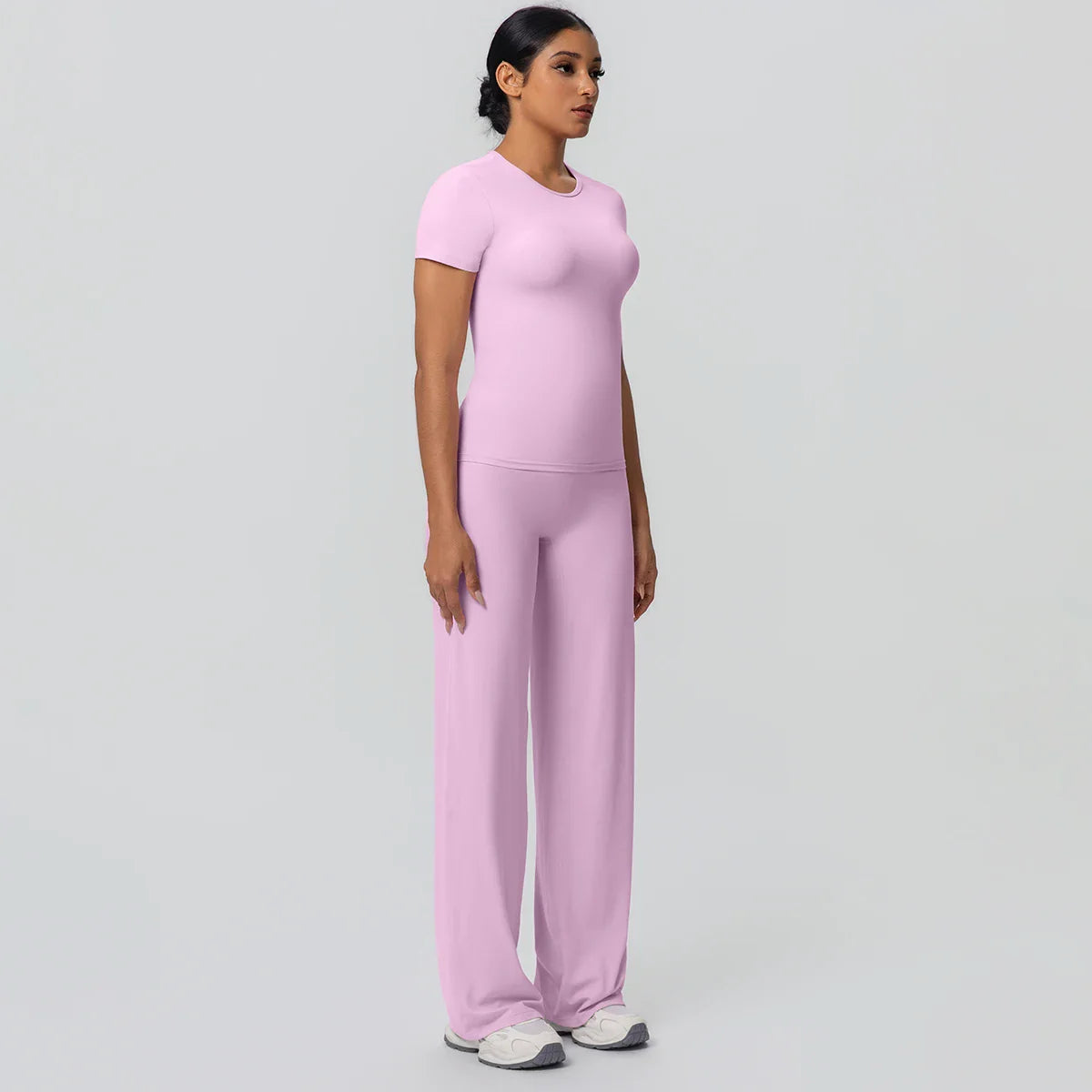 Fitness Sports Workout Yoga Set for Women Naked Feel Slim Casual Workout Top T-Shirt Quick Drying Push Up Running Pants Yoga Set