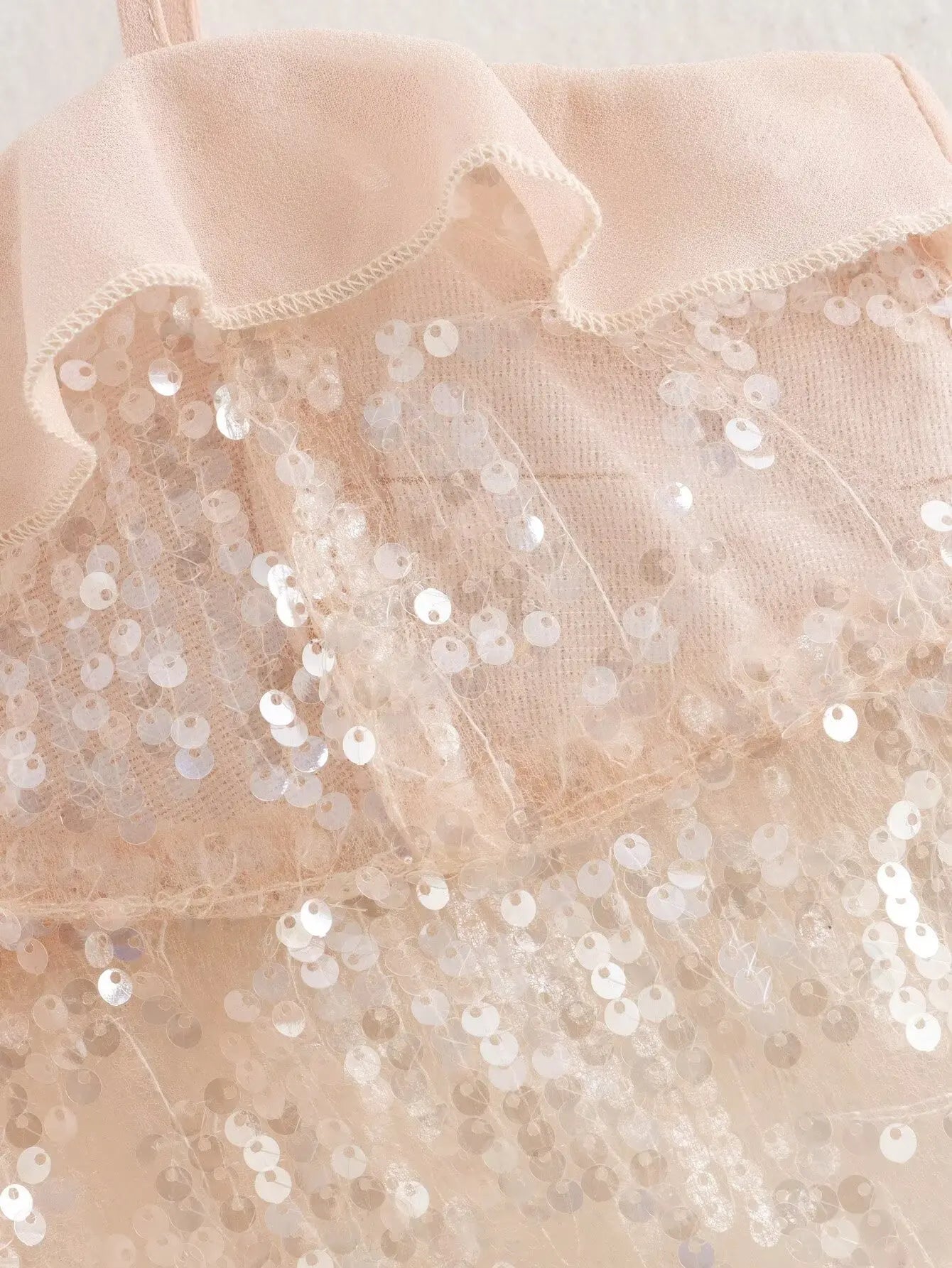 2025 Women Chic Pleat Ruffles Sequined Design Chiffon Sling Camis Tank Top Lady Backless Short Crop Shirt Blouse Tops Clothes