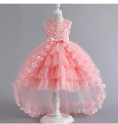 Kids for Girl's 3 to 12 years old Formal Evening Trailing Dress Sleeveless Princess Fluffy Cake Dinner Performance Dance