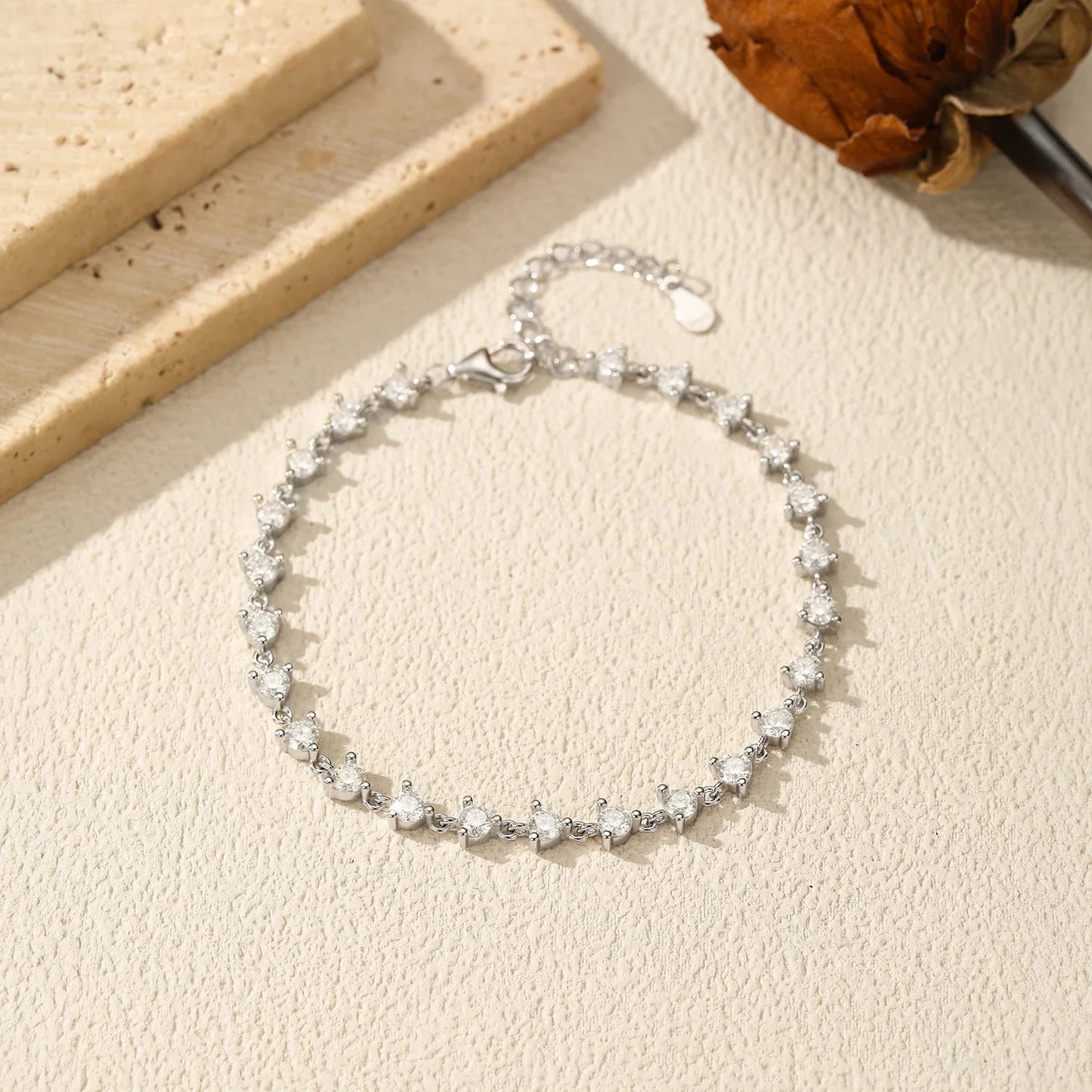 2.4CT Moissanite Bracelet 925 Sterling Silver Sparkling Round Lab Diamond Tennis Bracelets For Women Fine Jewelry