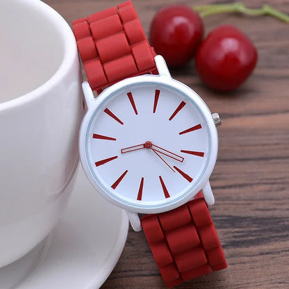 Women's Watches Ultrathin Silicone Ladies Bracelet Large Dial Korean Edition Female Student Fashion Quartz Wristwatch UTHAI CE76