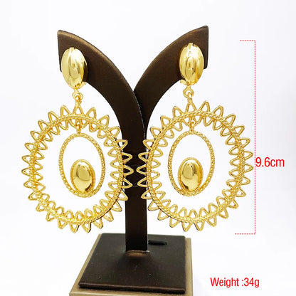 Gold Color Earrings For Women Fashion Jewelry 18k Gold Plated Big Drop Earrings Wedding Party Accessories Gift Trending