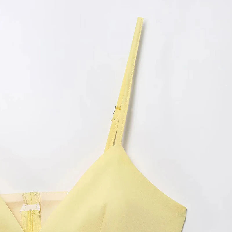Yellow Y2k Slip Tops 2025 Women's Spring Summer Tank & Camis Tops Ladies Fashion Casual Sexy Elegant Party Backless Tops