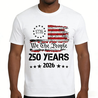 Independence Day 250th Anniversary 100% Cotton Men Women 2026 Summer Harajuku Style Men's Short Sleeve Fashion O-neck Tshirt