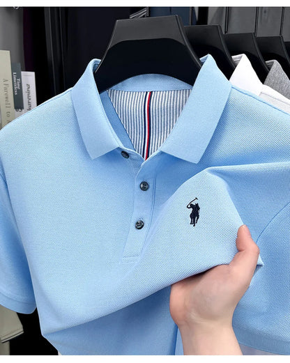 High end brand 100% cotton short sleeve polo shirt men luxur pony embroidery comfort breathable fashion T-shirt summer new top