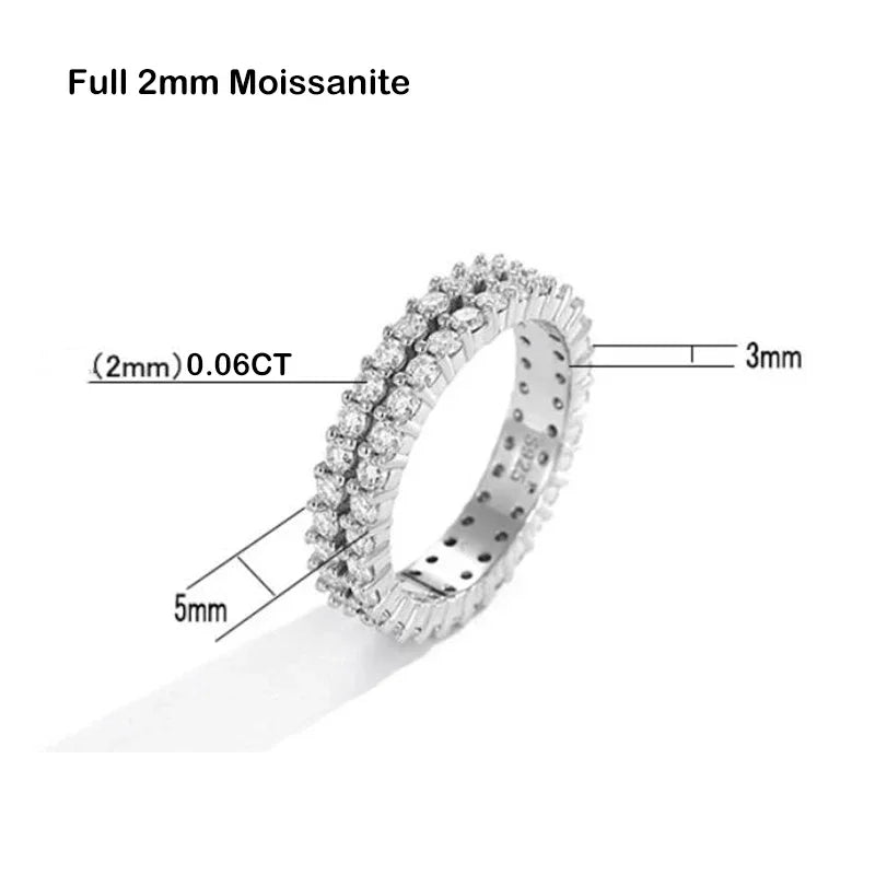 Luxury 2.2cttw 3mm Moissanite Full Enternity Diamond Engagement Ring For Women S925 Silver Wedding Band Rings Fine Jewelry