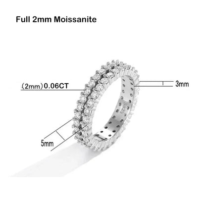 Luxury 2.2cttw 3mm Moissanite Full Enternity Diamond Engagement Ring For Women S925 Silver Wedding Band Rings Fine Jewelry