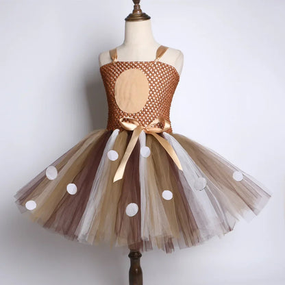 Deer Costume for Girls Christmas Tutu Dress Girls Fancy Elk Reindeer Dress Up Clothes Kids Halloween Birthday Party Costumes