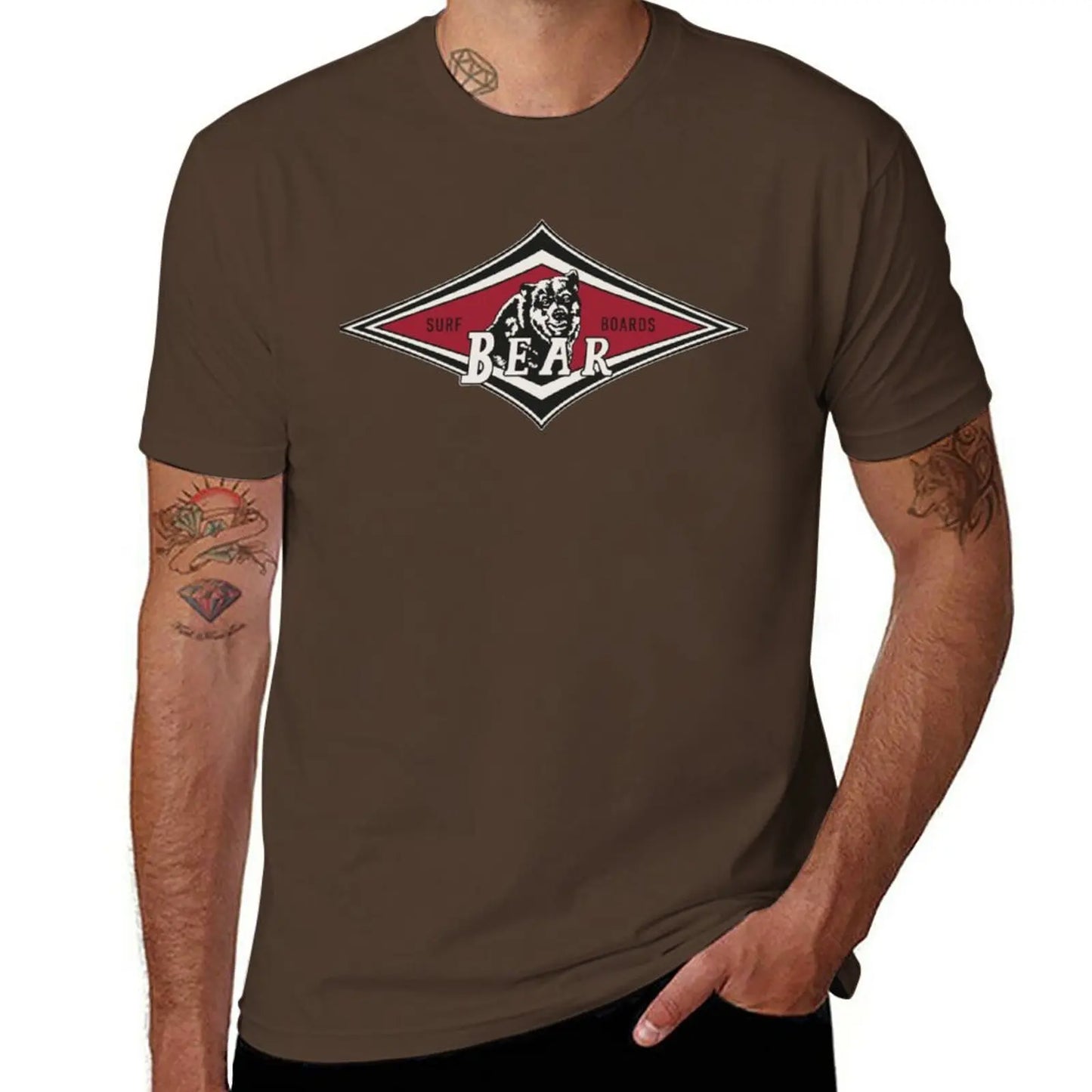 New Vintage Surfing Bear Big Wednesday cult Surfboard surf logo diamond retro T shirt T-Shirt T-Shirt