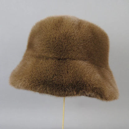 False Mink Fur Berets Elegant Women's Winter Caps New Design Fashion Artificial Fur Hats Knitted Warm False Mink Fur Beanies Hat