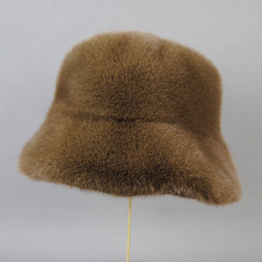 False Mink Fur Berets Elegant Women's Winter Caps New Design Fashion Artificial Fur Hats Knitted Warm False Mink Fur Beanies Hat