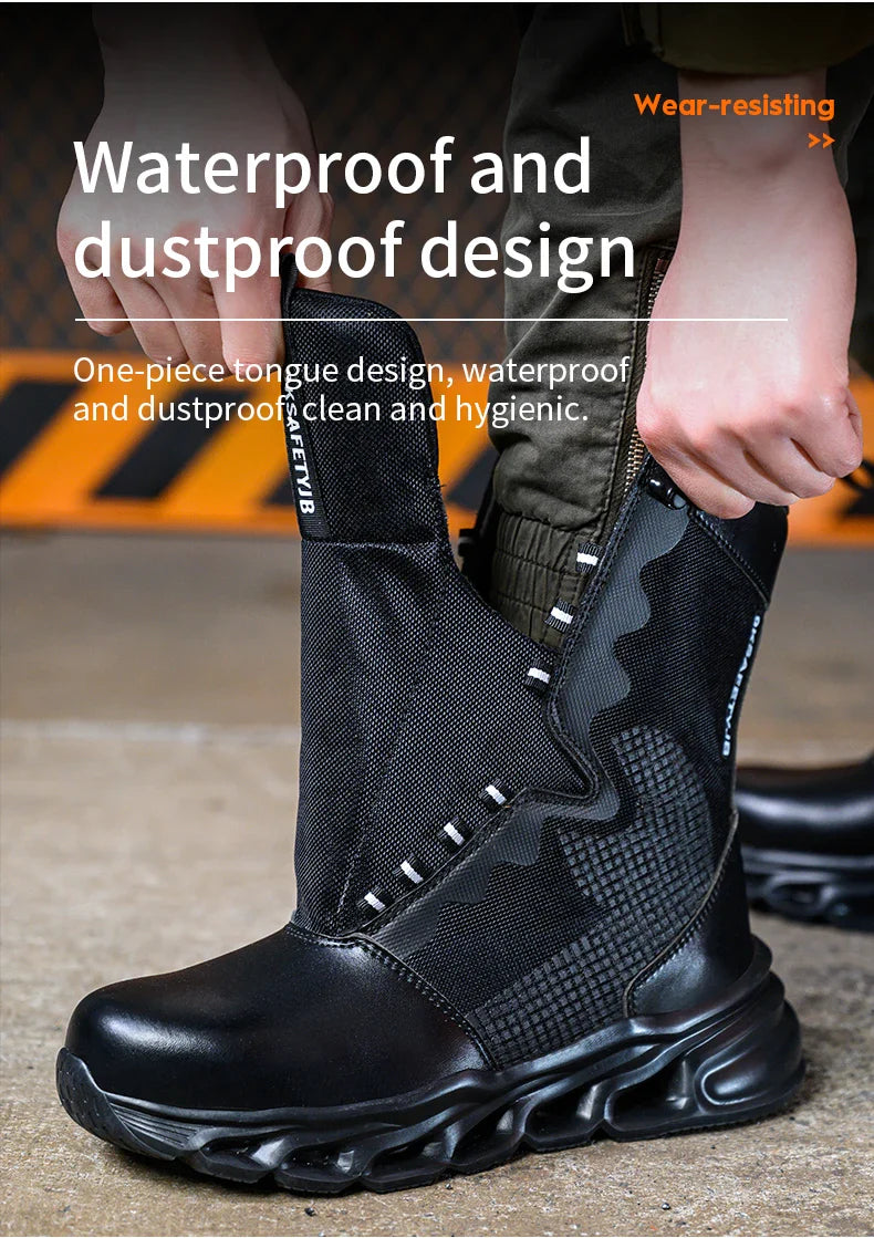 Safety Shoes Men Boots High Top Work Sneakers Steel Toe Anti-smash Puncture-Proof Work Boots Breathable Indestructible Shoes
