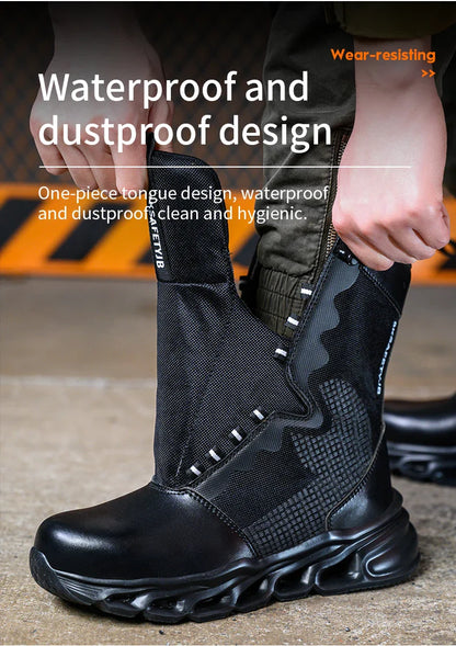 Safety Shoes Men Boots High Top Work Sneakers Steel Toe Anti-smash Puncture-Proof Work Boots Breathable Indestructible Shoes